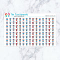Fourth of July Coffee Cup planner stickers. Kiss-cut sticker sheet for planners, bullet journals, and scrapbooking.