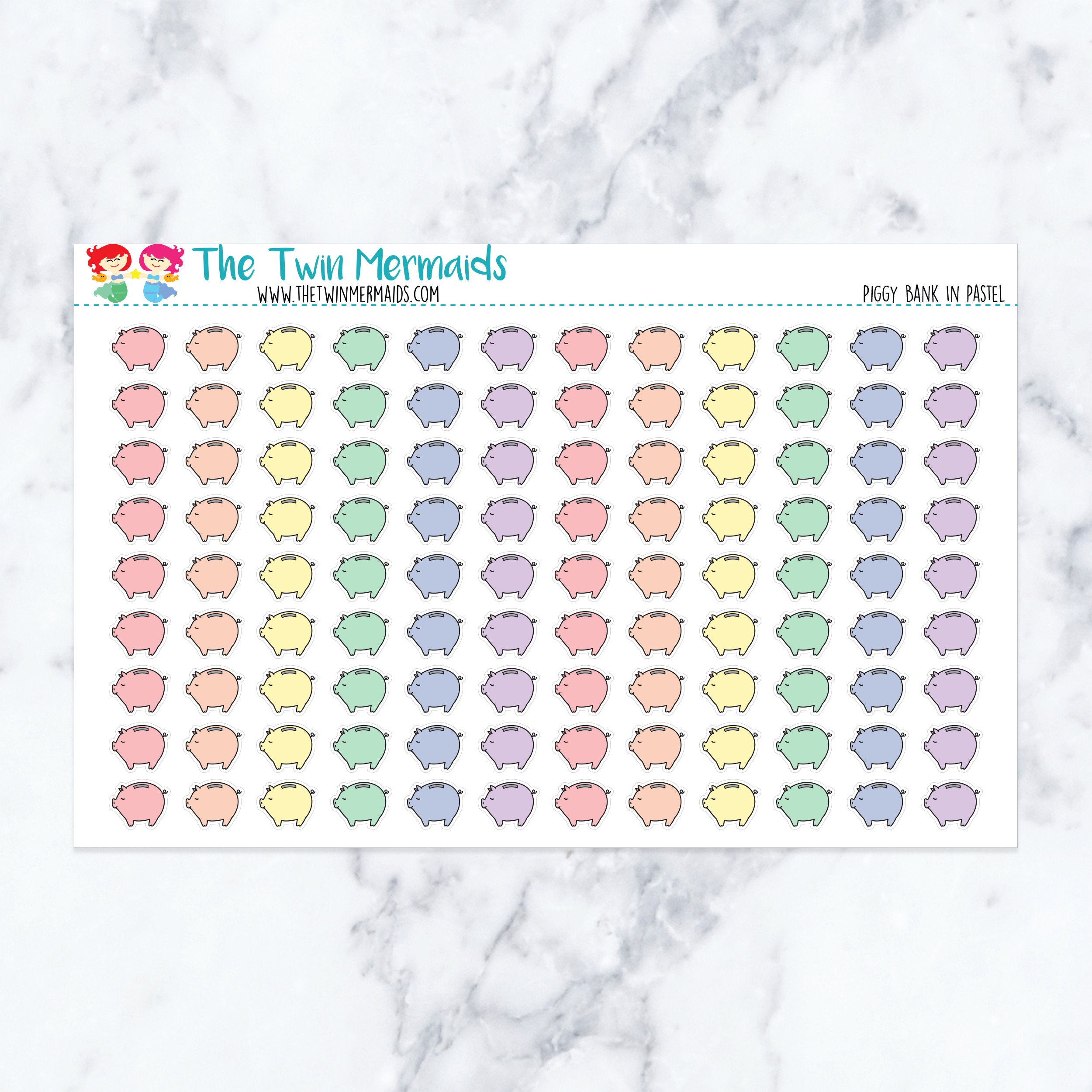 Piggy Bank in Pastel Planner Stickers
