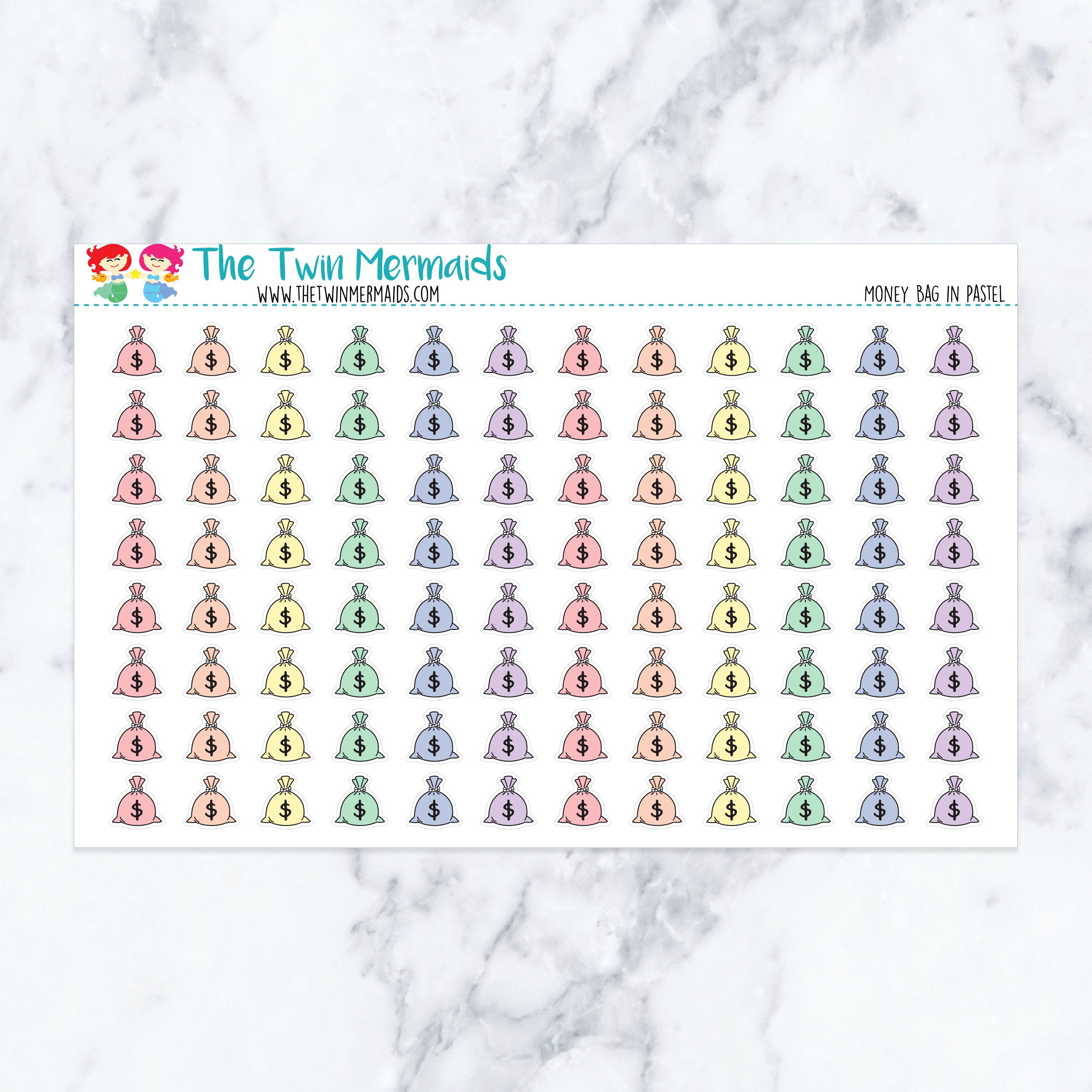 Money Bag Pastel Planner Stickers