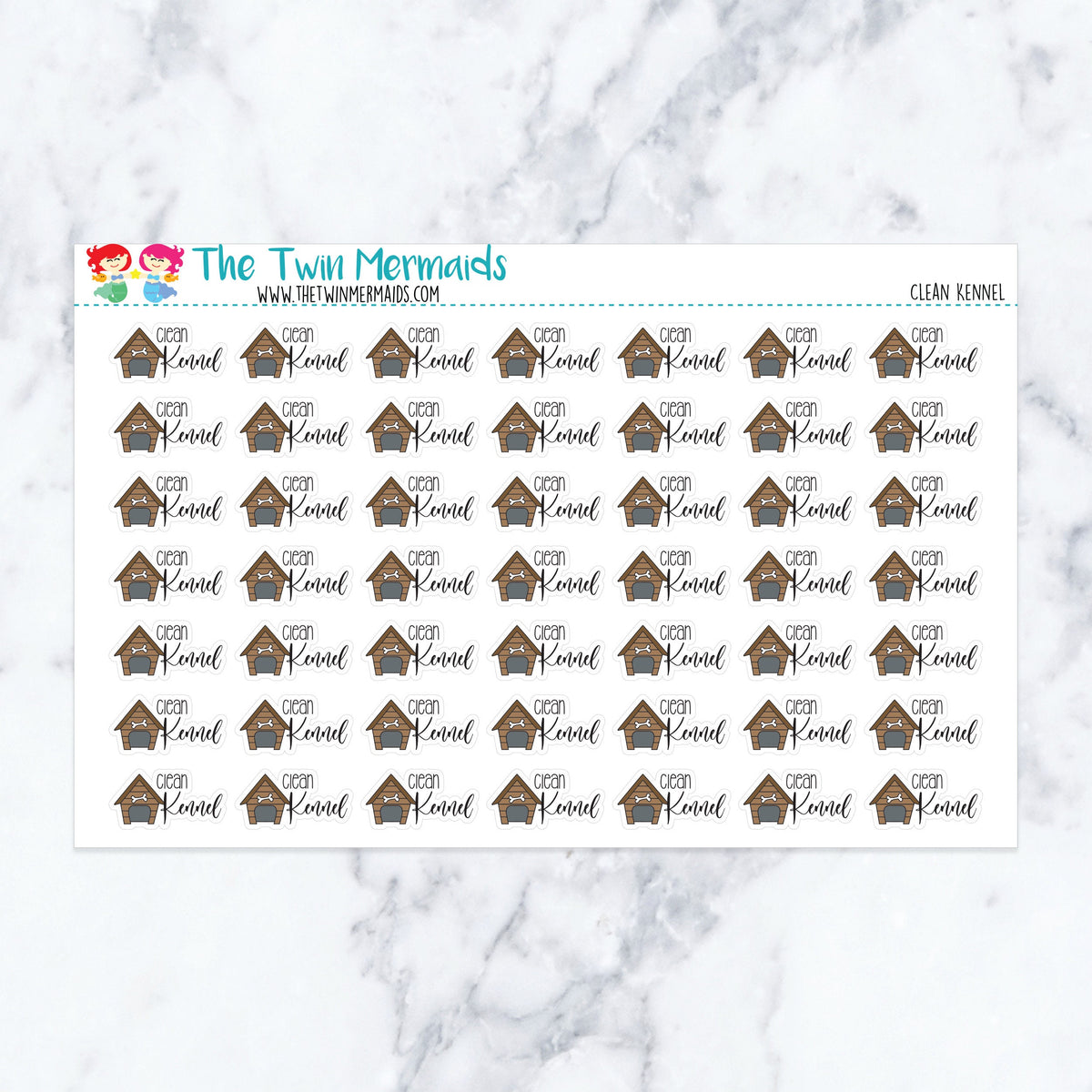 Clean Kennel planner stickers. Kiss-cut sticker sheet for planners, bullet journals, and scrapbooking.