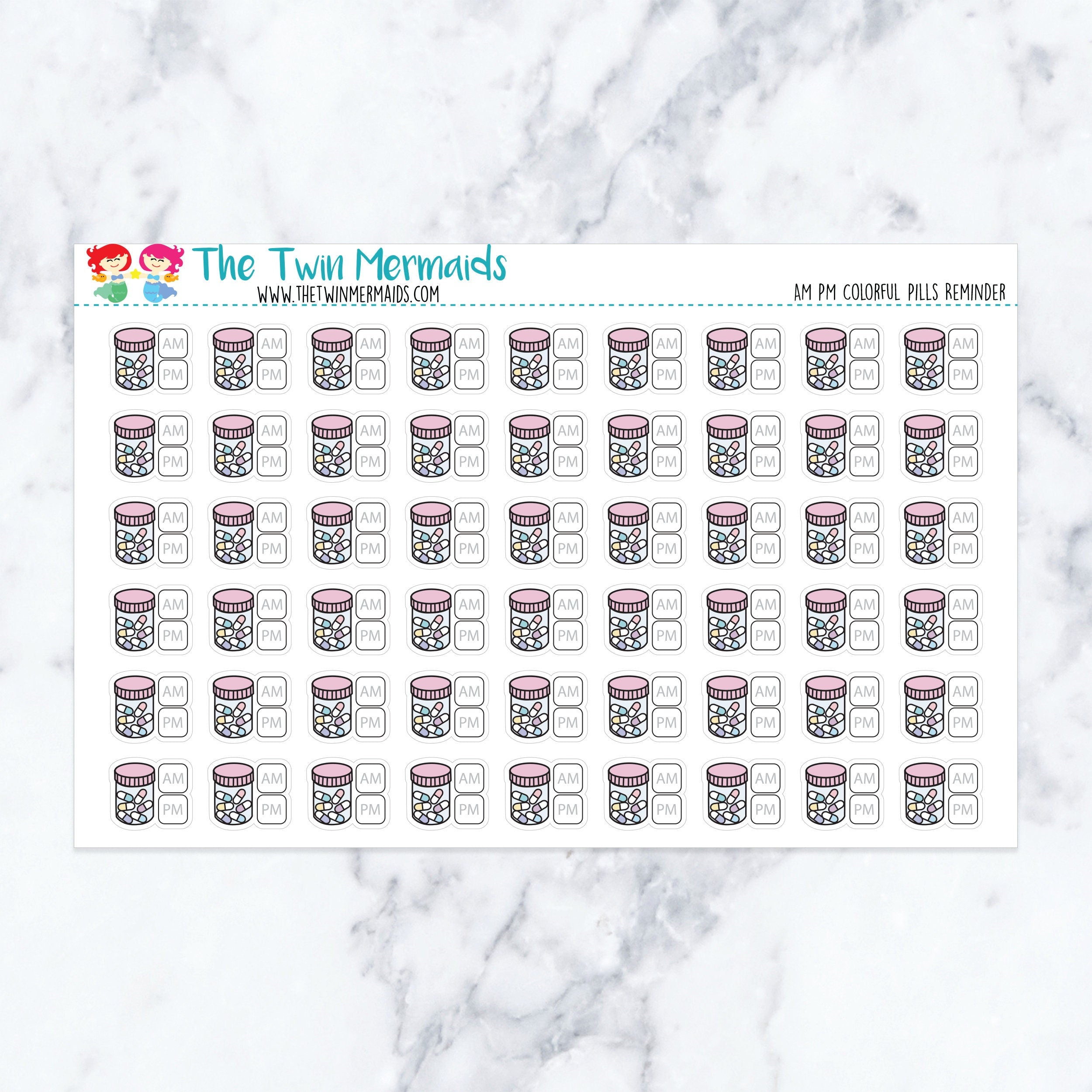 AM PM Colorful Pill Reminder Planner Stickers