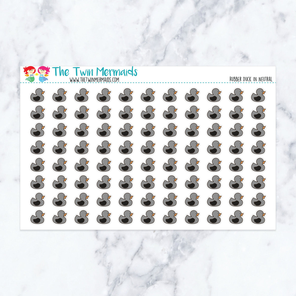 Rubber Duck in Neutral planner stickers, neutral color scheme. Kiss-cut sticker sheet for planners, bullet journals, and scra