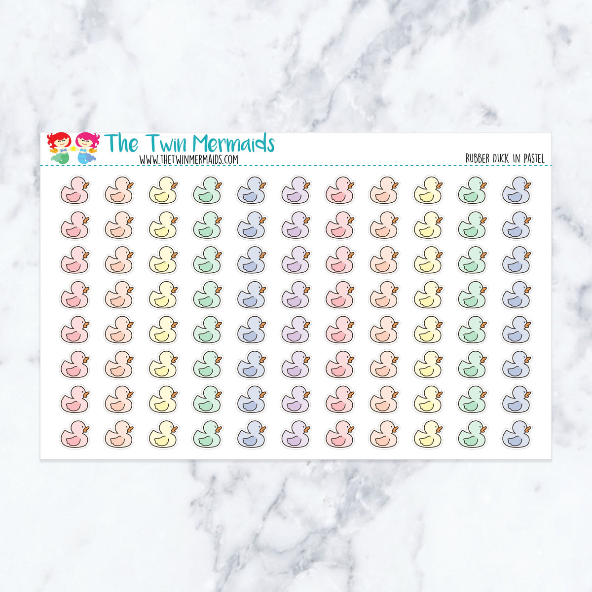 Rubber Duck in Pastel planner stickers, pastel color scheme. Kiss-cut sticker sheet for planners, bullet journals, and scrapb