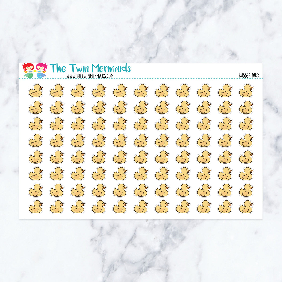 Rubber Duck planner stickers. Kiss-cut sticker sheet for planners, bullet journals, and scrapbooking.