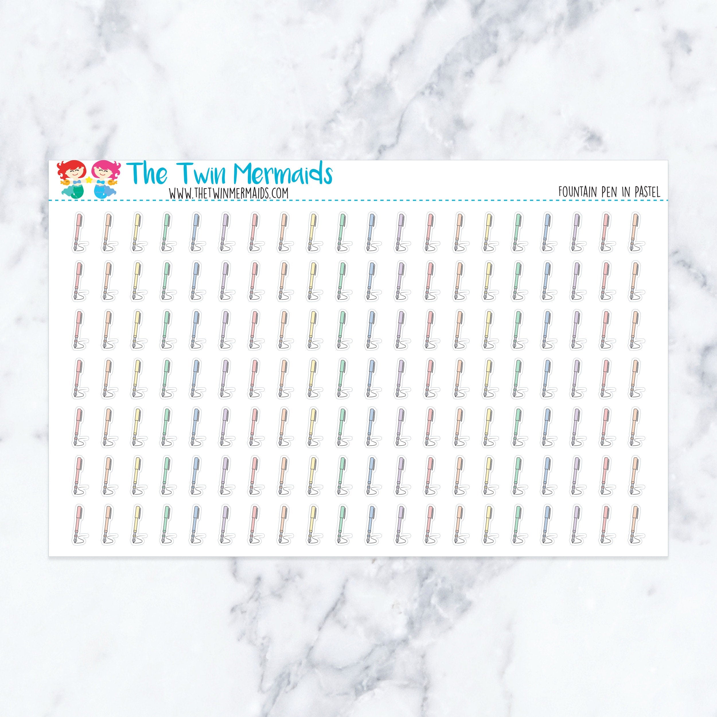 Fountain Pen in Pastel Planner Stickers