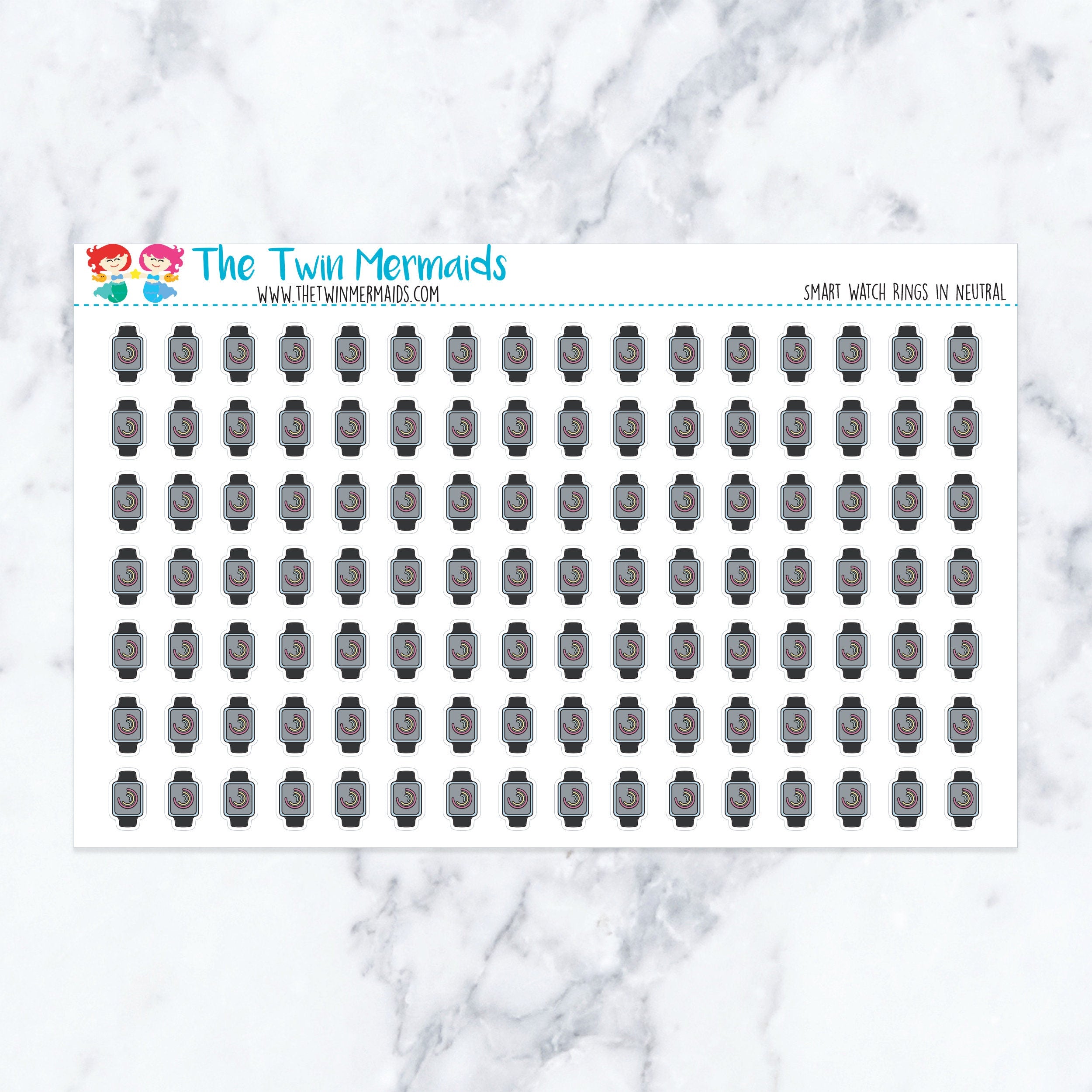 Smart Watch Rings in Neutral Planner Stickers