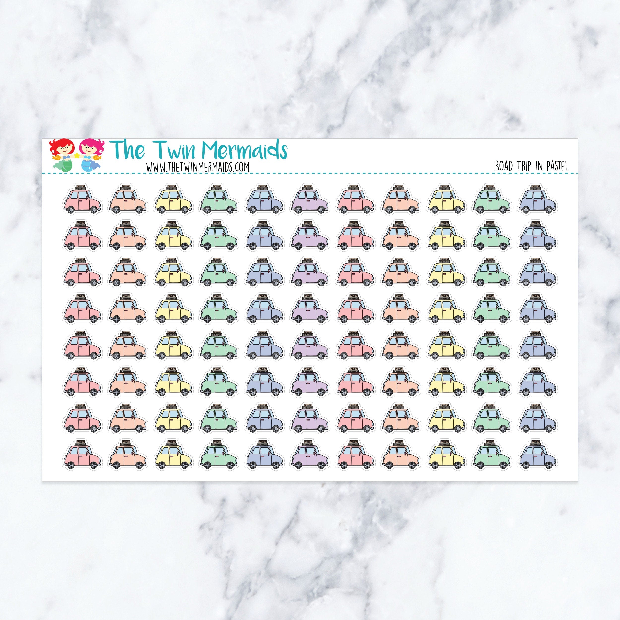 Road Trip in Pastel Planner Stickers