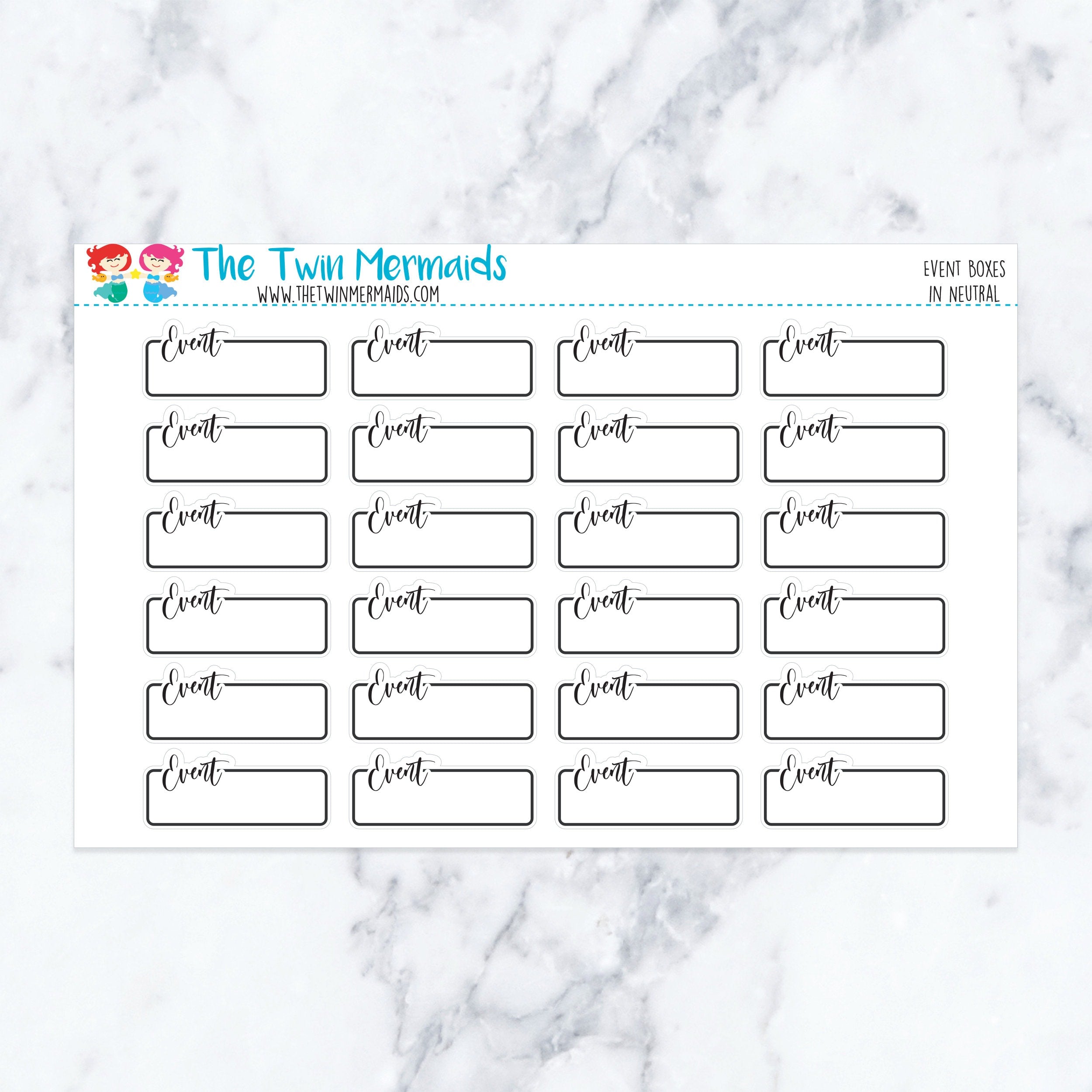 Event Boxes in Neutral Planner Stickers
