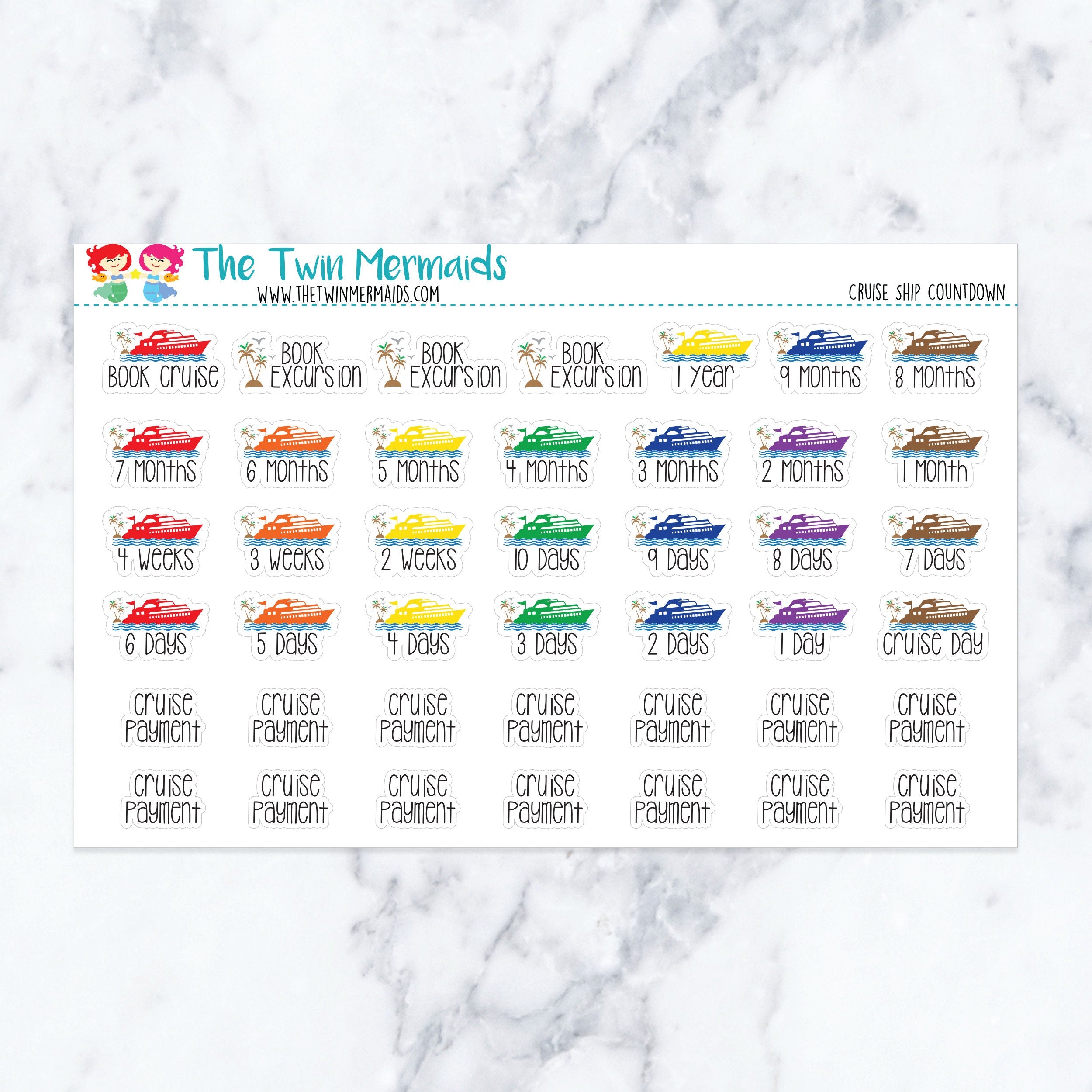 Cruise Ship Countdown Planner Stickers