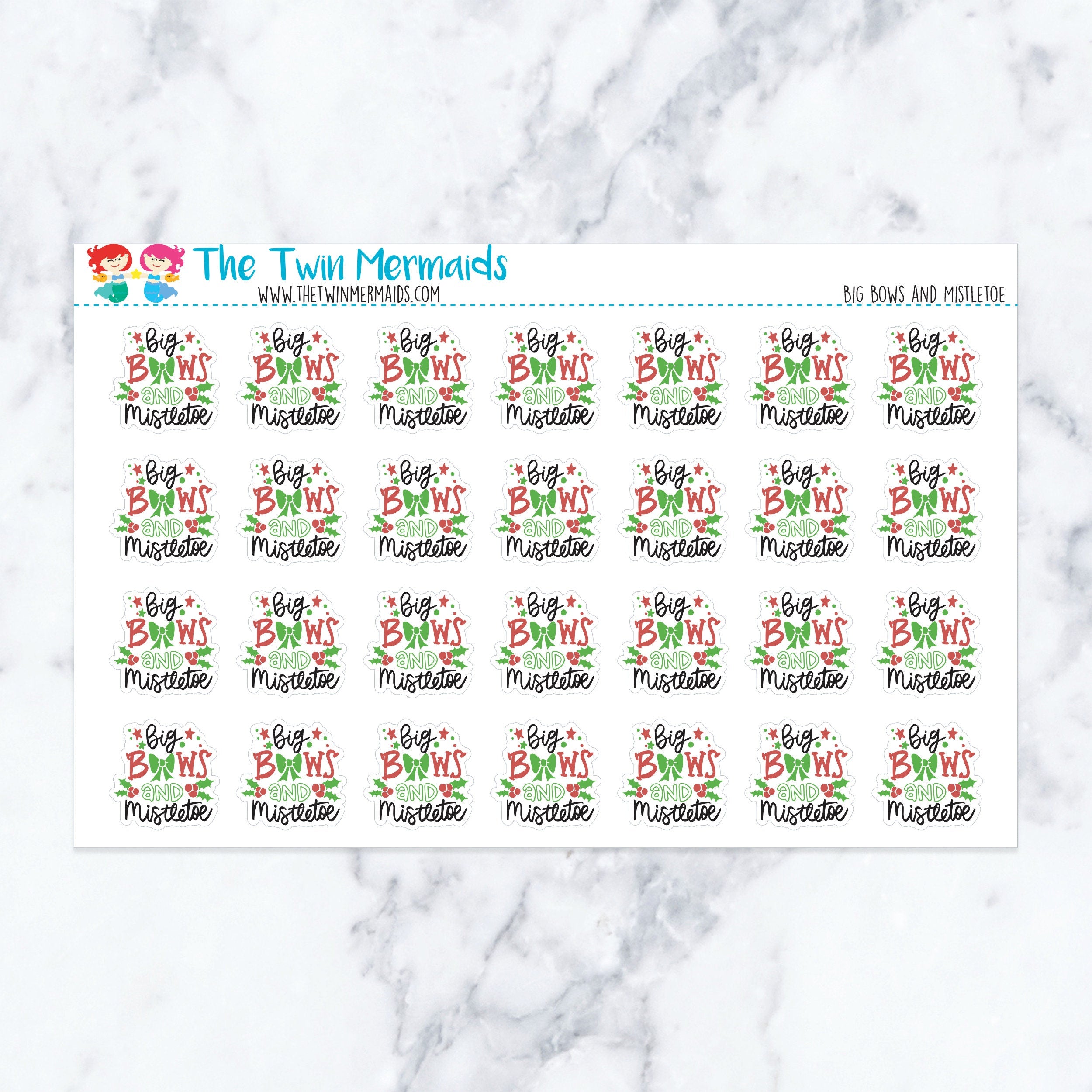 Big Bows and Mistletoe Planner Stickers