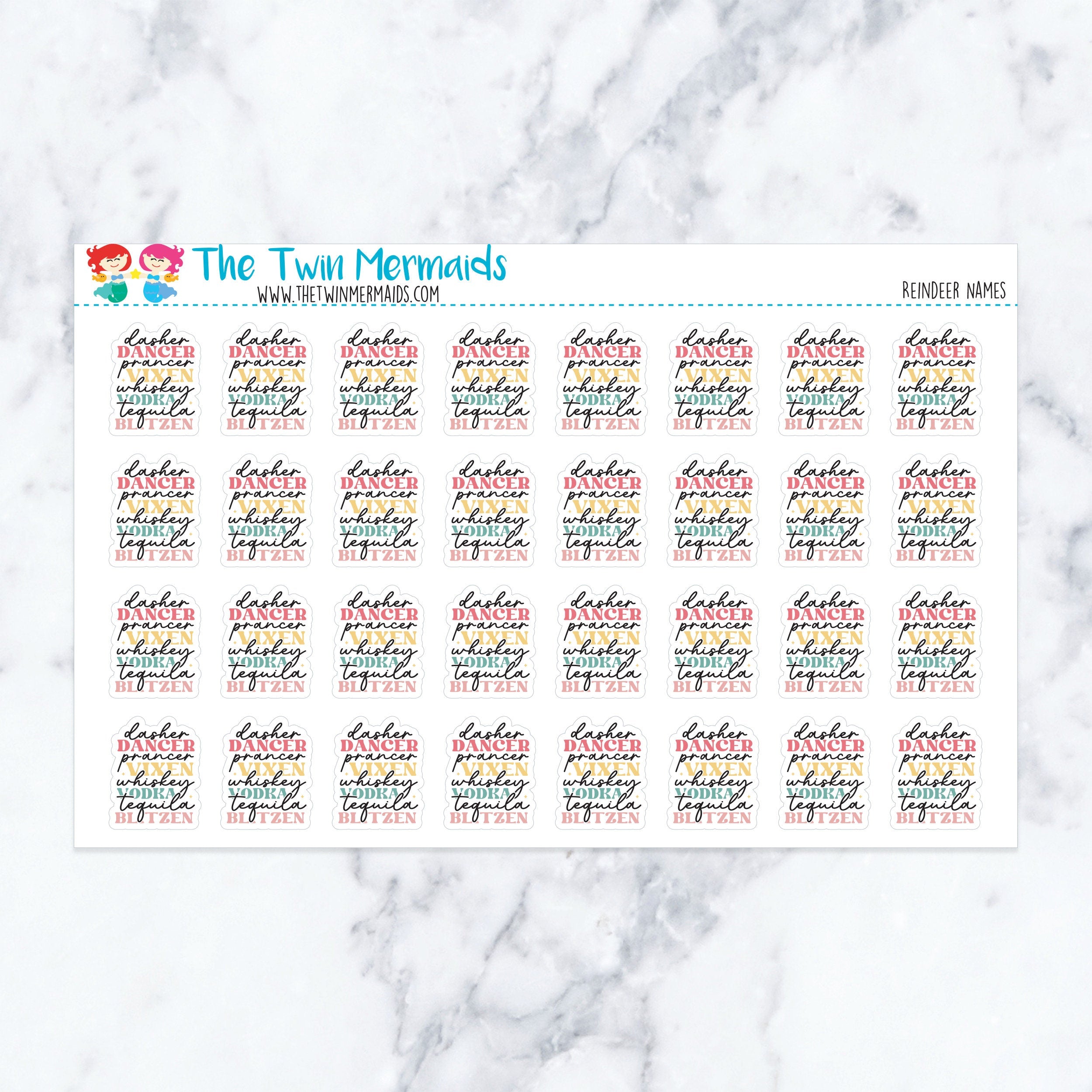 Reindeer Names Planner Stickers