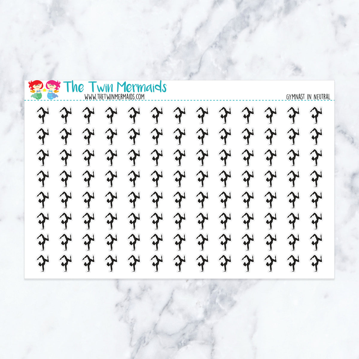 Gymnast in Neutral planner stickers, neutral color scheme. Kiss-cut sticker sheet for planners, bullet journals, and scrapboo