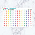 Gymnast in Spectrum planner stickers, spectrum color scheme. Kiss-cut sticker sheet for planners, bullet journals, and scrapb