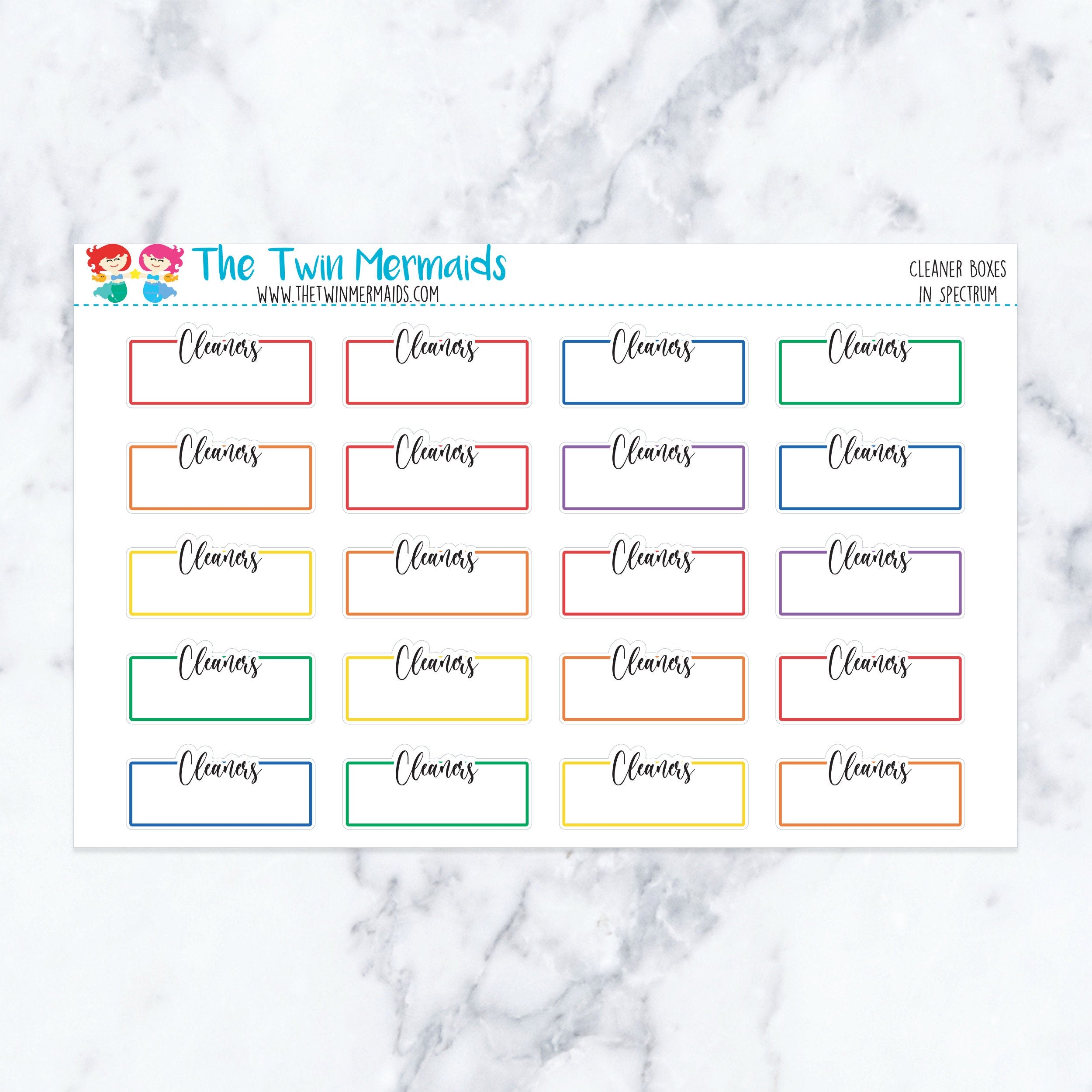Cleaners Boxes in Spectrum Planner Stickers
