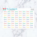 Cleaners Script in Spectrum planner stickers, spectrum color scheme. Kiss-cut sticker sheet for planners, bullet journals, an