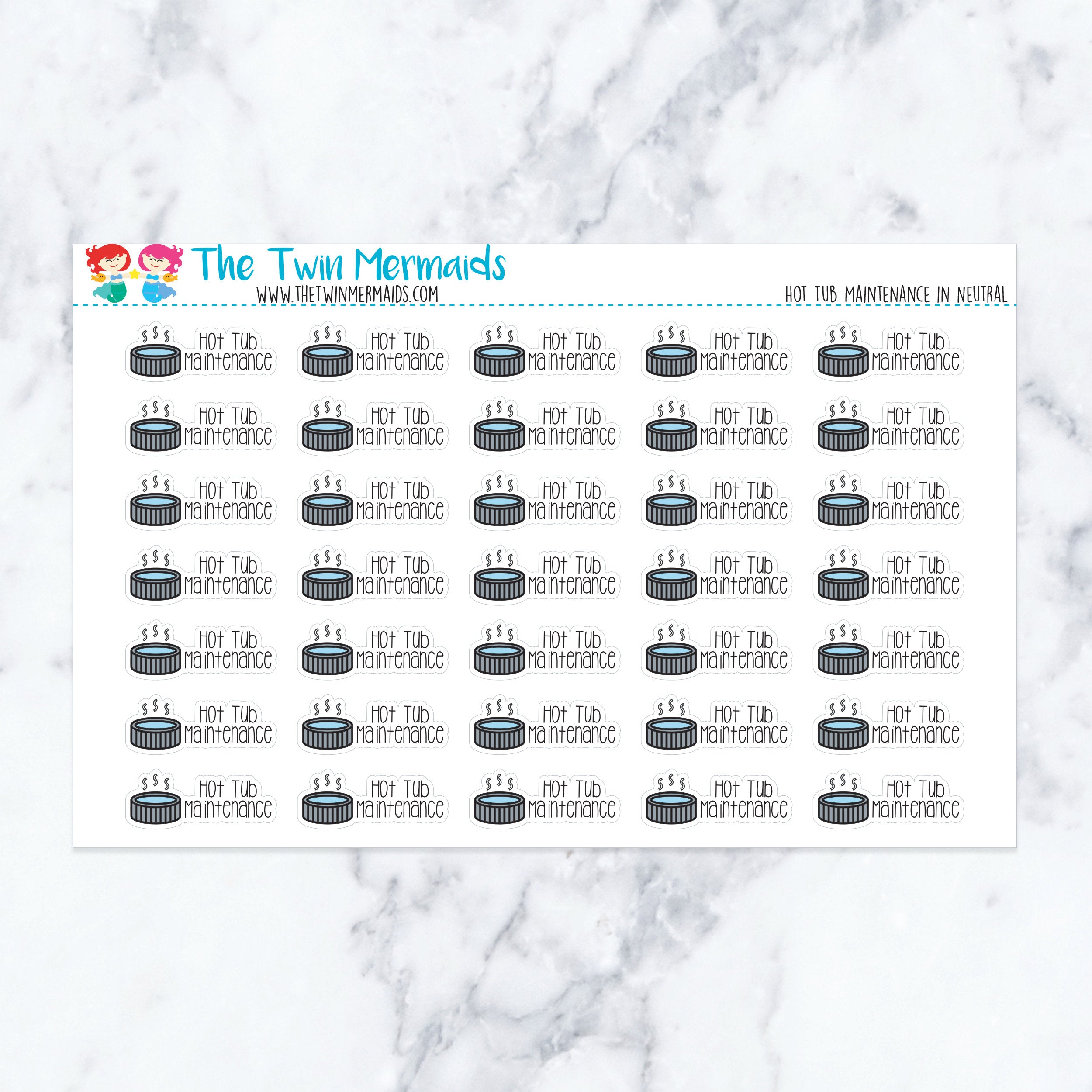 Hot Tub Maintenance in Neutral Planner Stickers