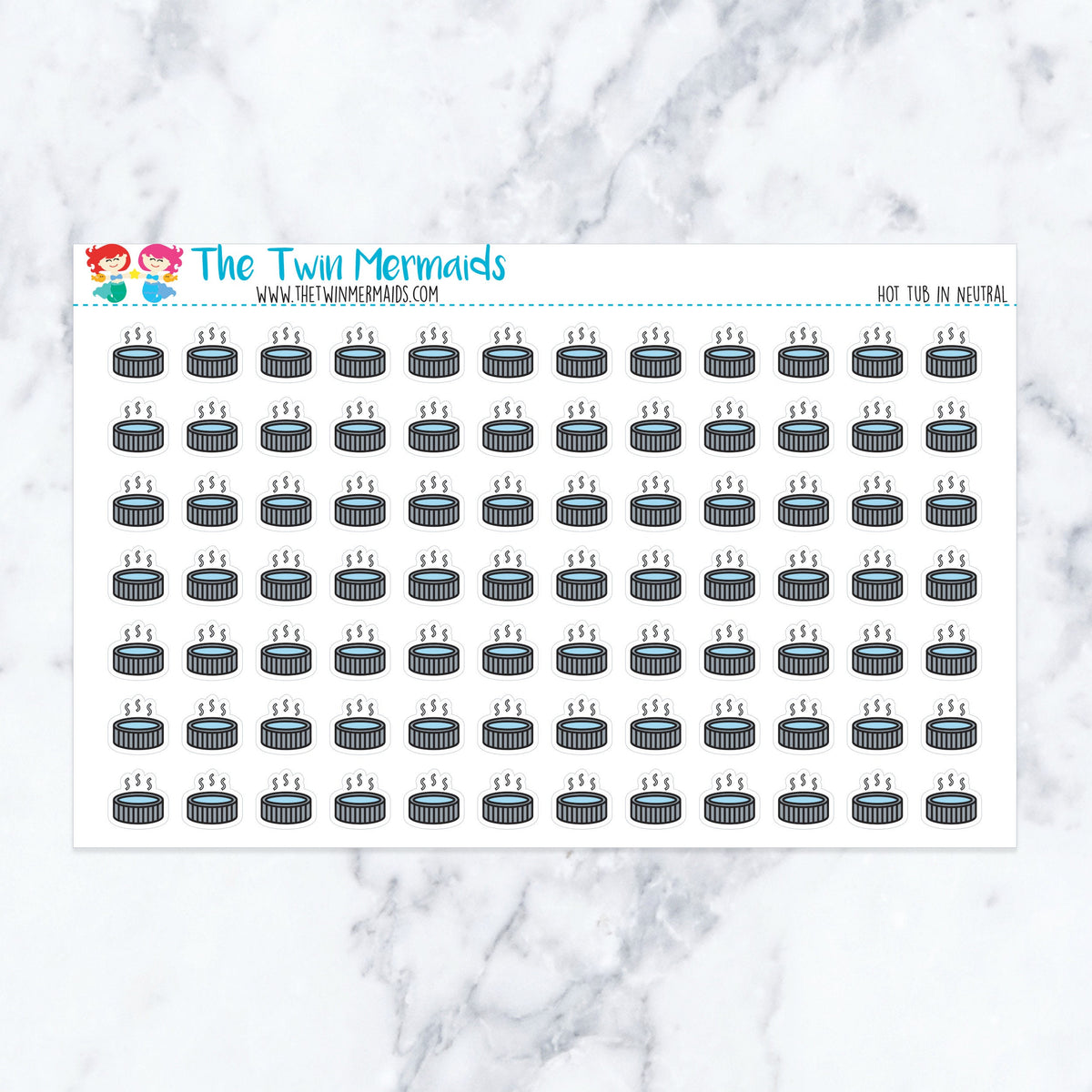 Hot Tub in Neutral planner stickers, neutral color scheme. Kiss-cut sticker sheet for planners, bullet journals, and scrapboo