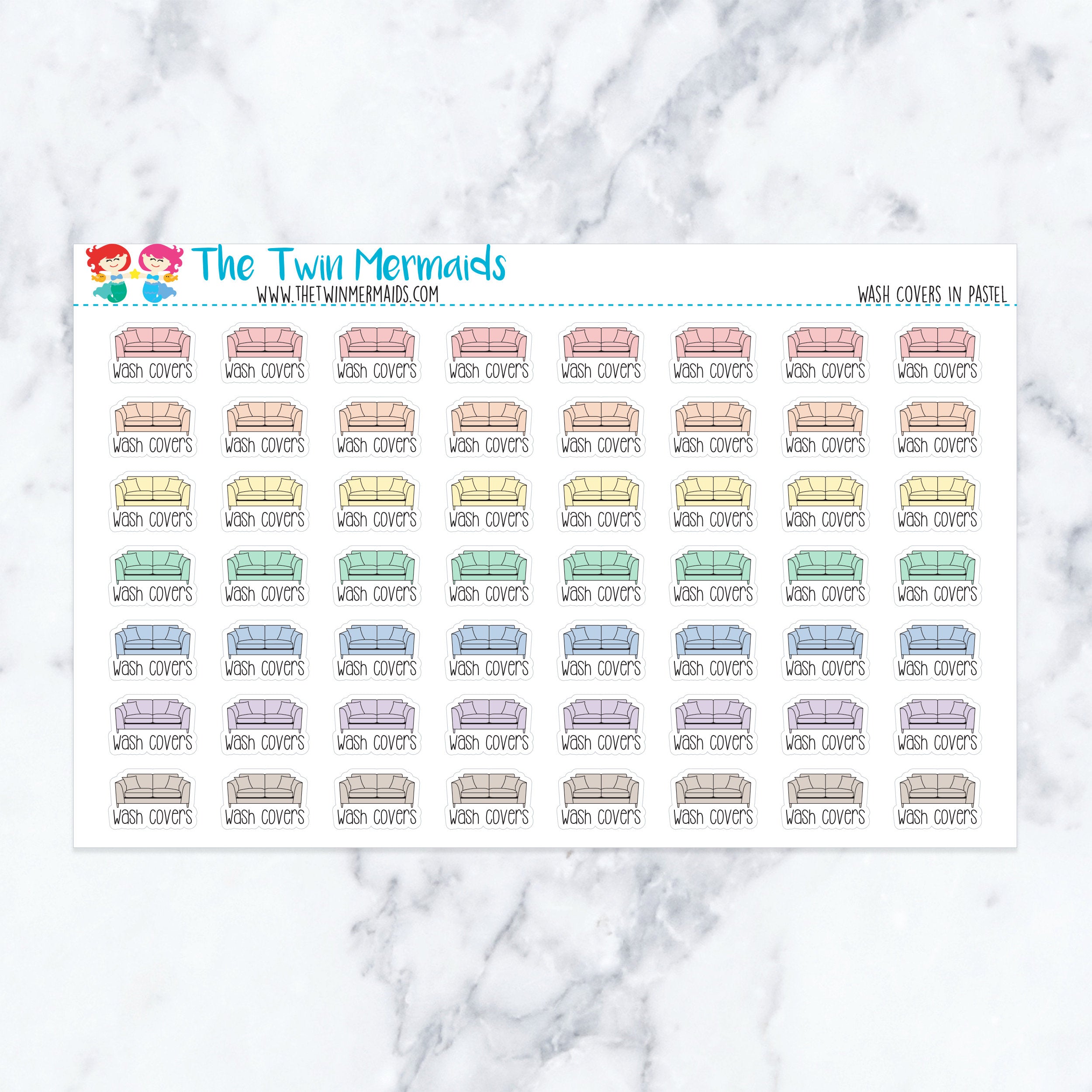 Wash Covers in Pastel Planner Stickers
