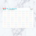 Cleaners Script in Pastel planner stickers, pastel color scheme. Kiss-cut sticker sheet for planners, bullet journals, and sc