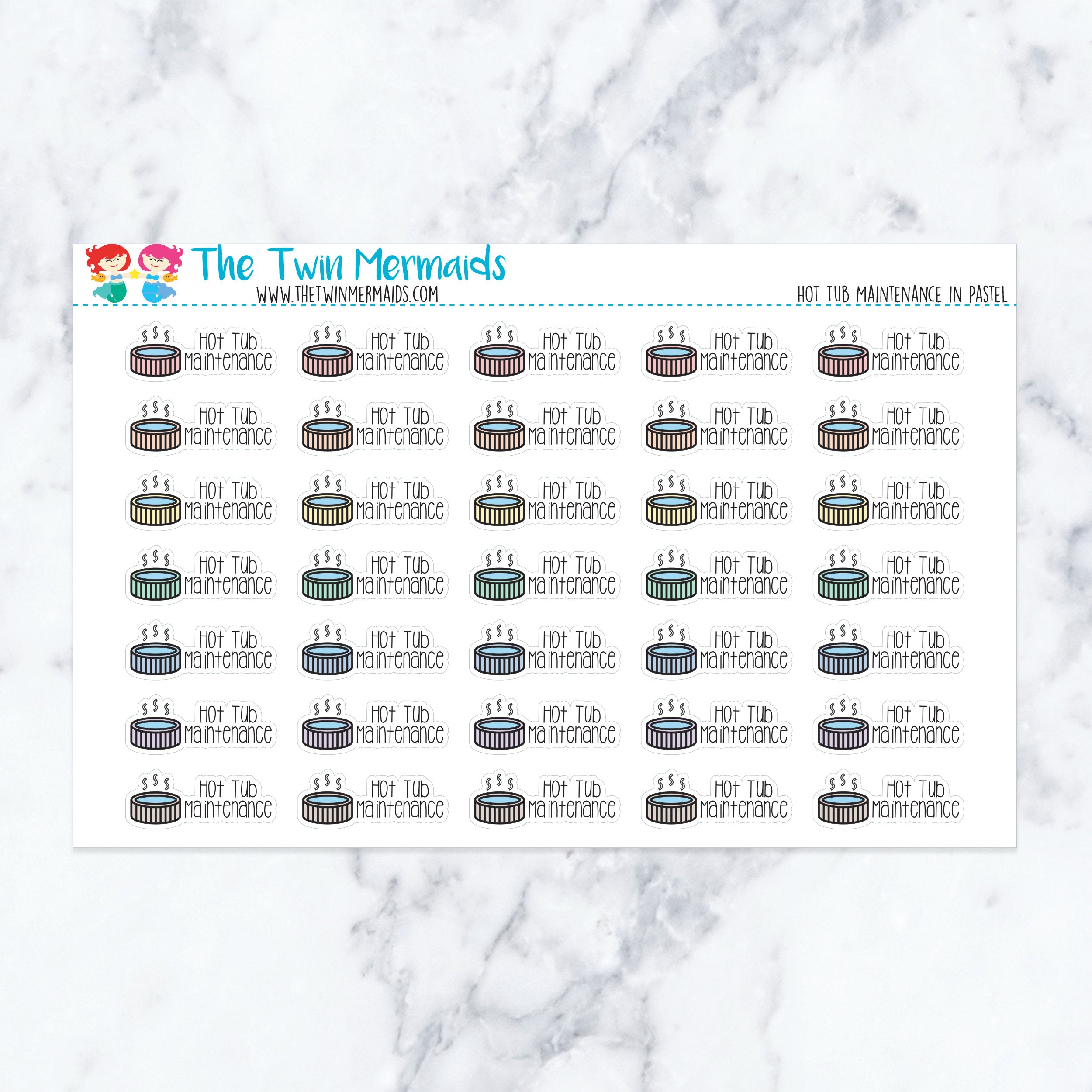 Hot Tub Maintenance in Pastel Planner Stickers