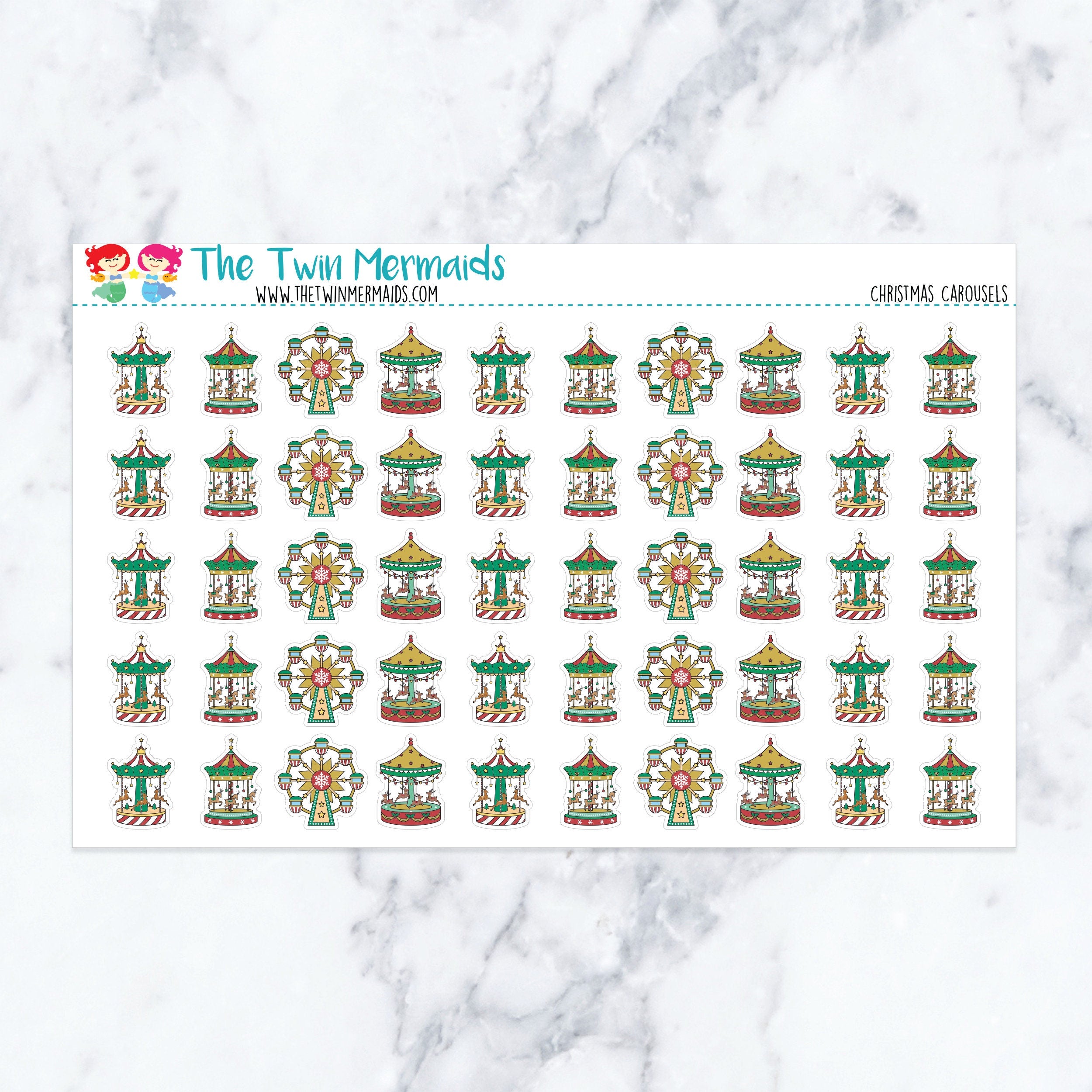 Christmas Carousels Planner Stickers