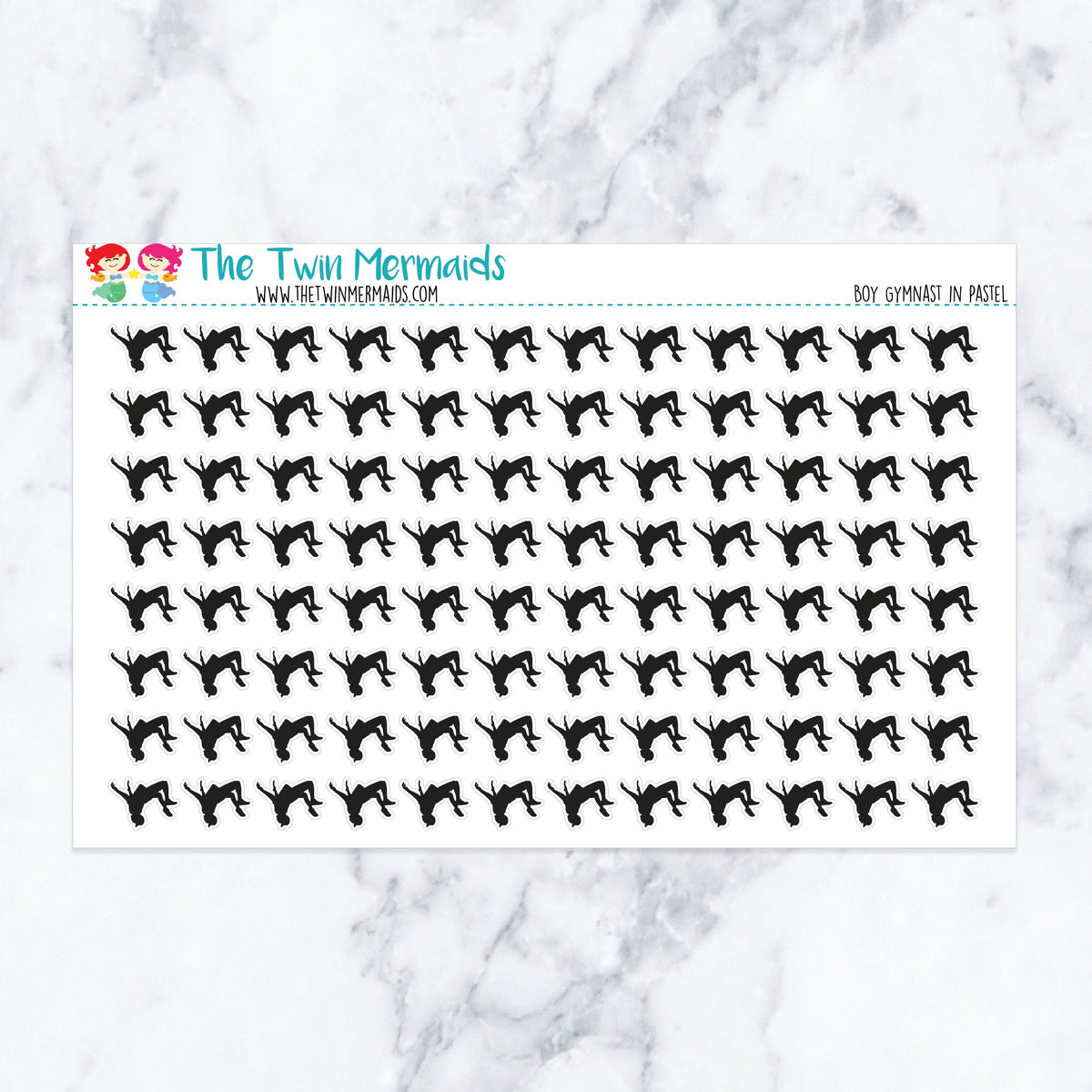 Boy Gymnast in Neutral planner stickers, neutral color scheme. Kiss-cut sticker sheet for planners, bullet journals, and scra