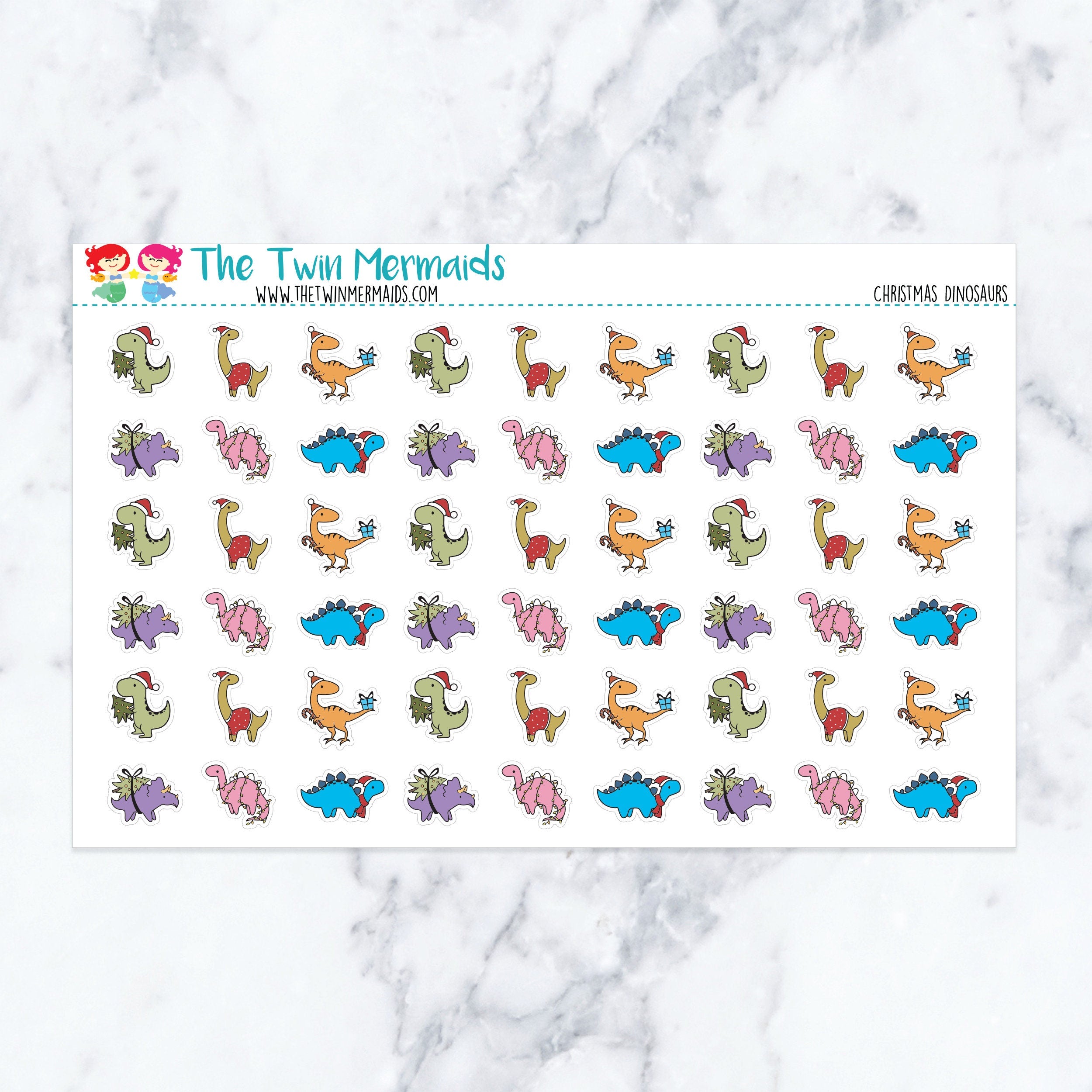 Christmas Dinosaurs Planner Stickers