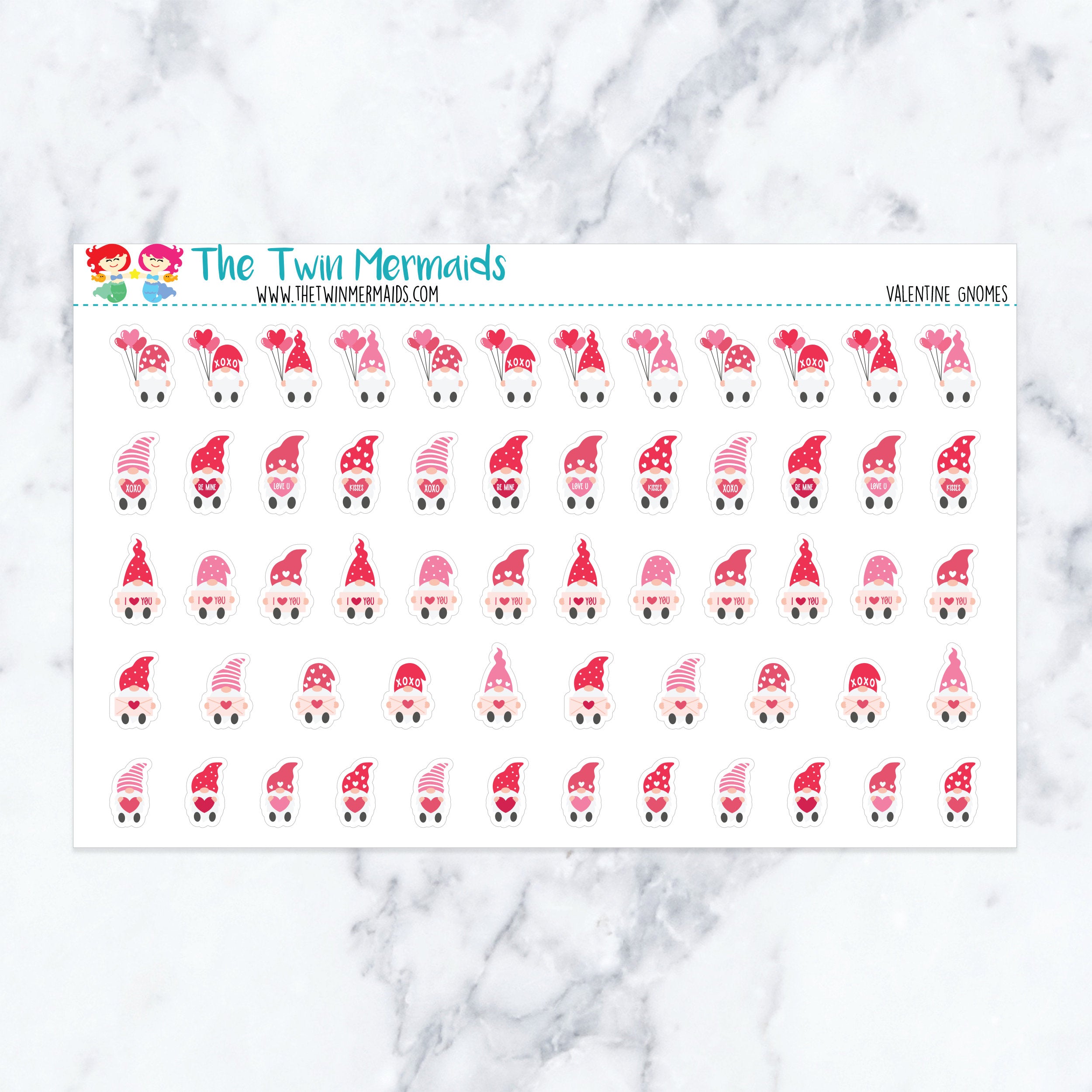 Valentine Gnomes Planner Stickers