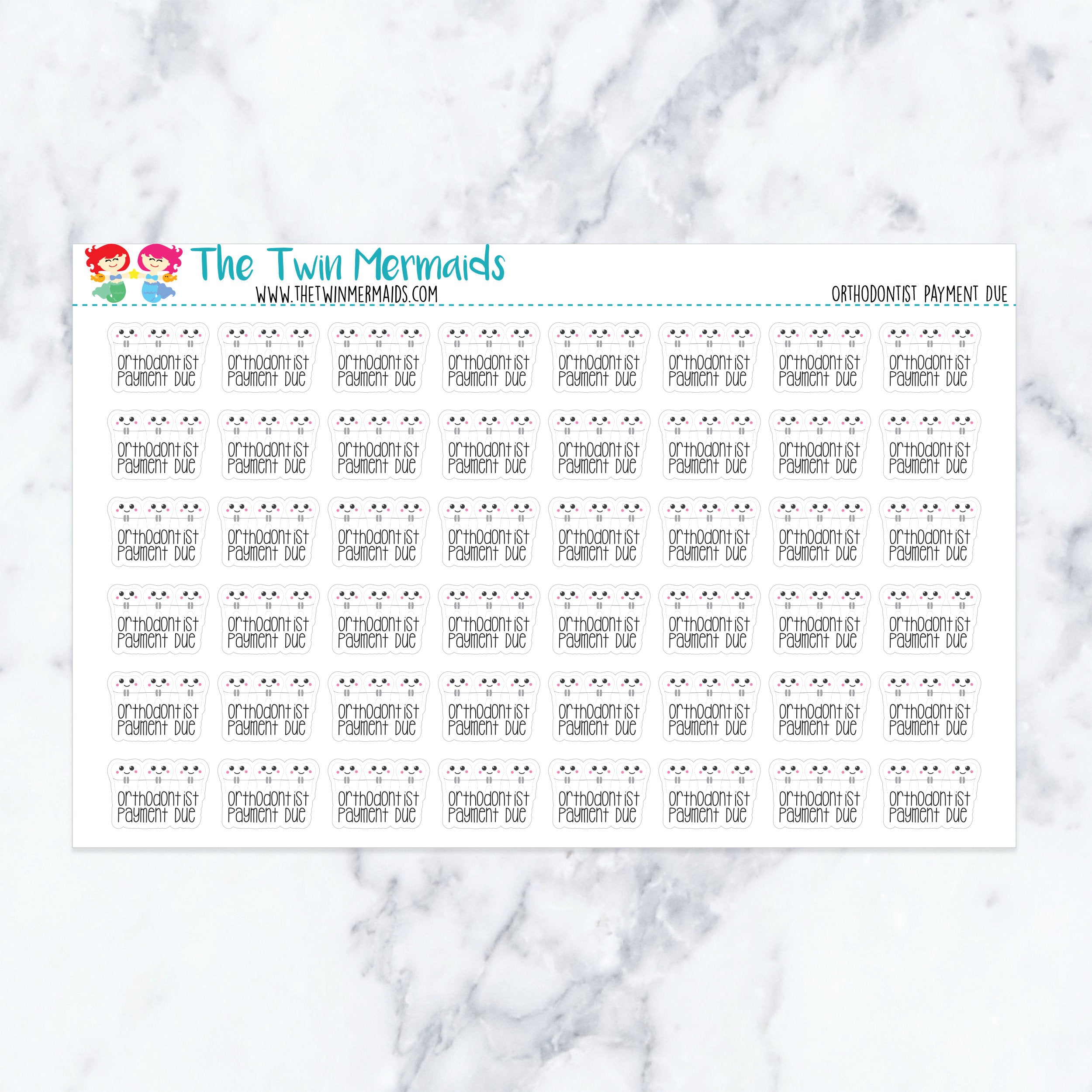 Orthodontist Payment Due Planner Stickers