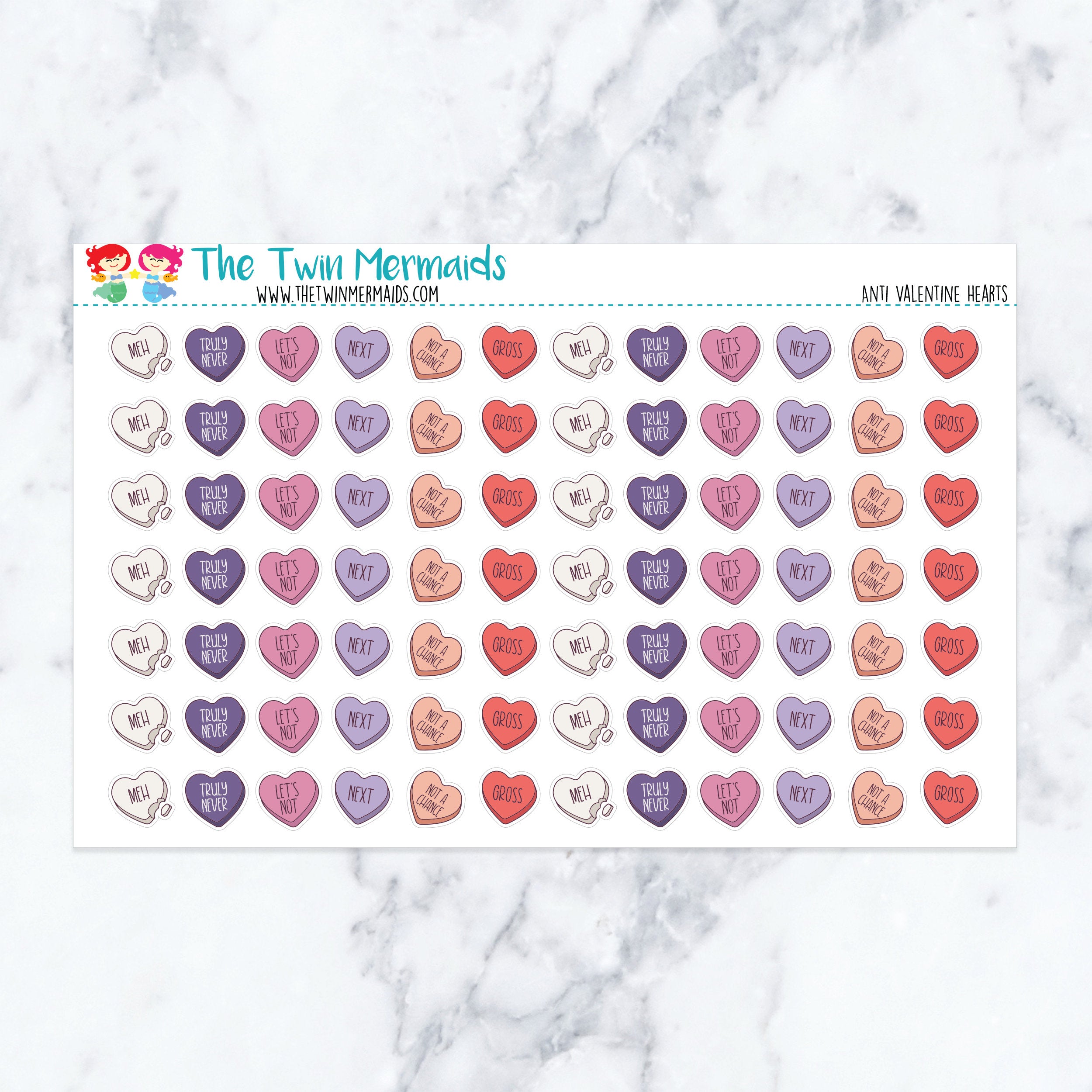 Anti Valentine Hearts Planner Stickers
