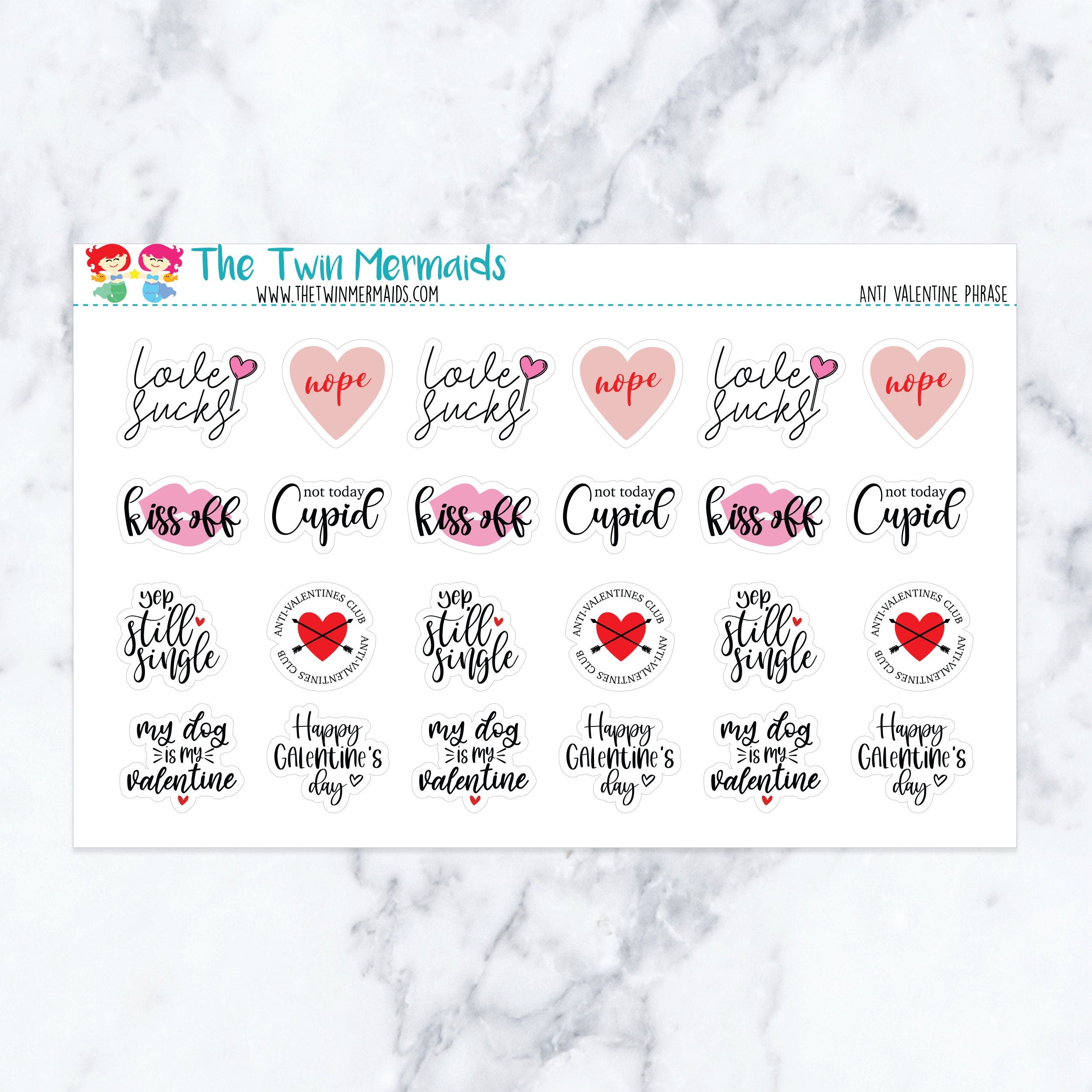 Anti Valentine Phrase Planner Stickers
