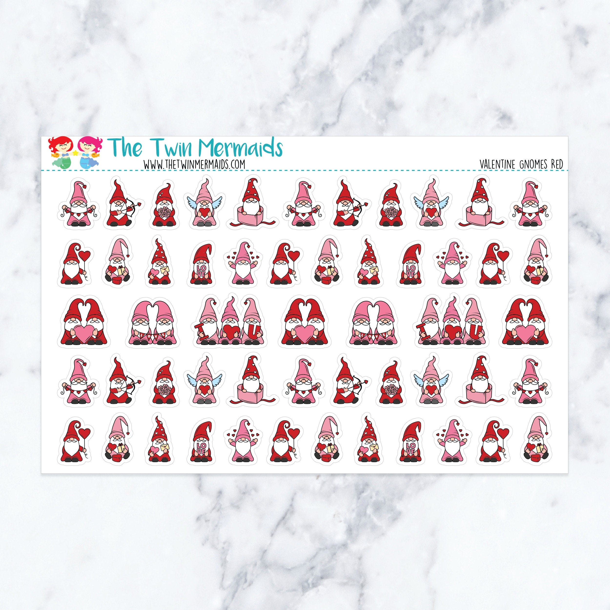 Valentine Gnomes Red Planner Stickers