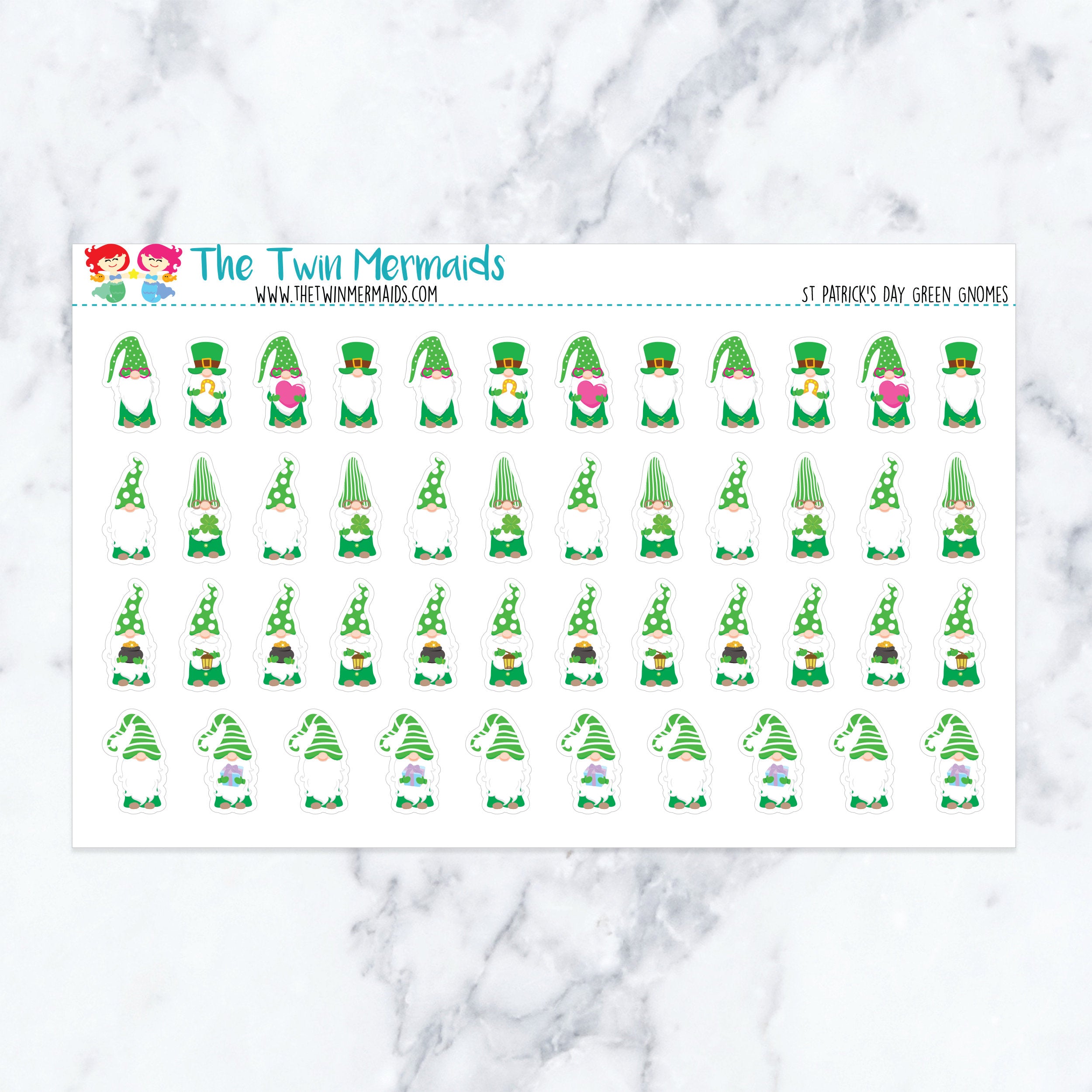 St Patrick's Day Green Gnomes Planner Stickers