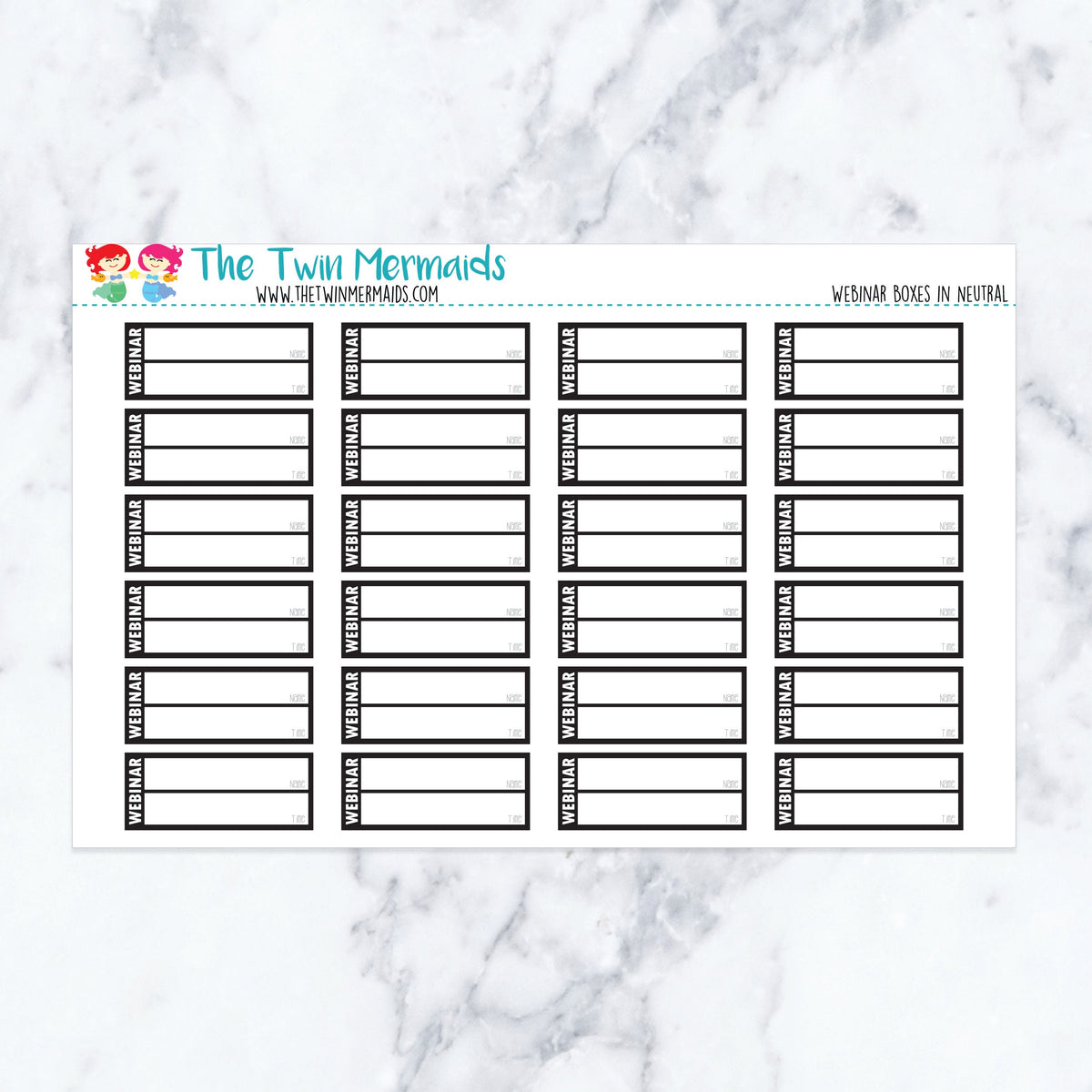 Webinar Boxes in Neutral planner stickers, neutral color scheme. Kiss-cut sticker sheet for planners, bullet journals, and sc