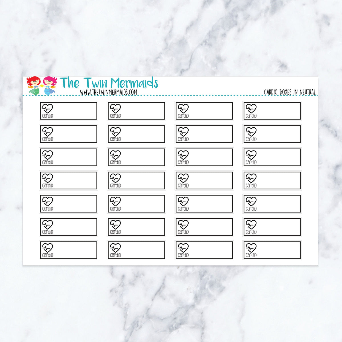 Cardio Boxes in Neutral planner stickers, neutral color scheme. Kiss-cut sticker sheet for planners, bullet journals, and scr