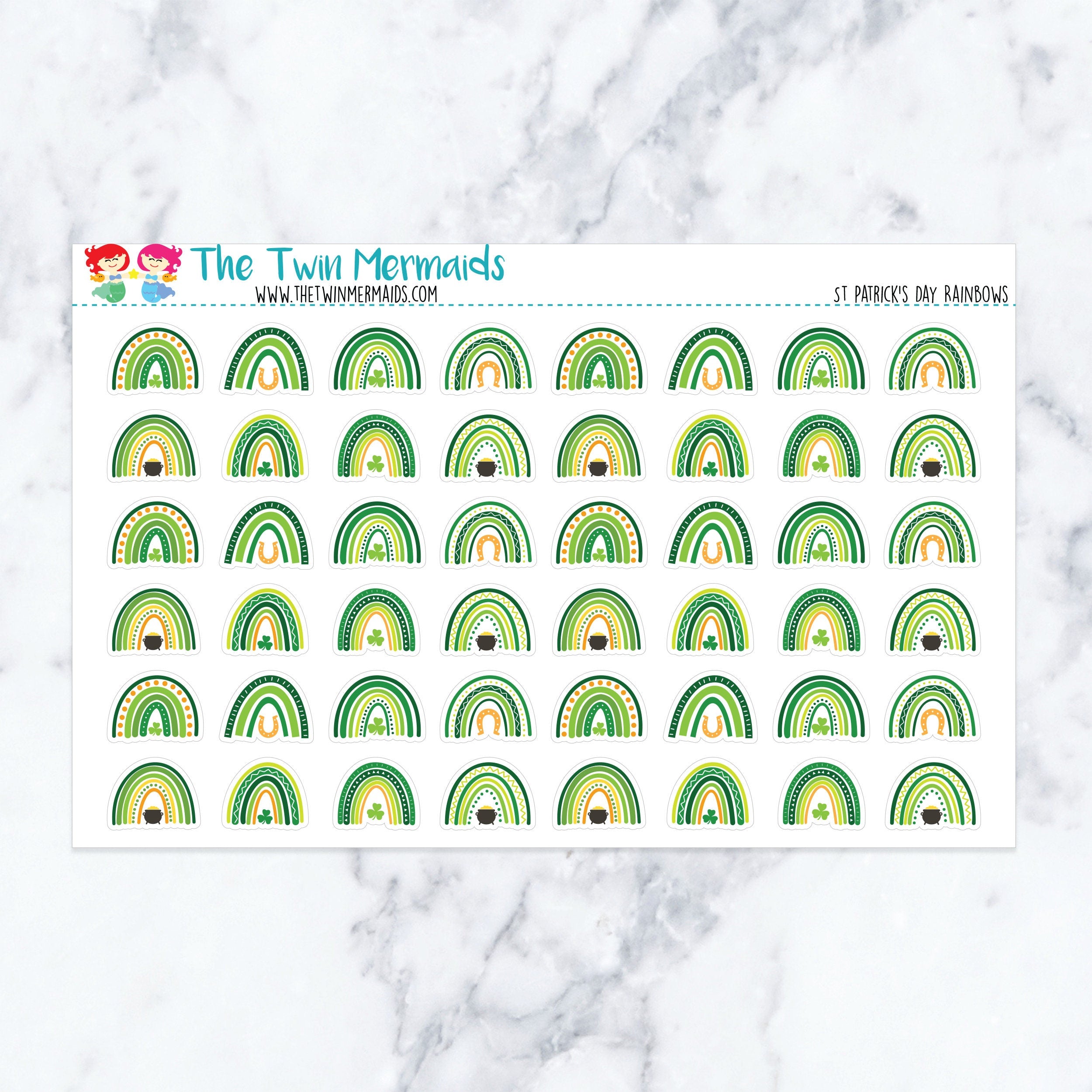 St Patrick's Day Rainbows Planner Stickers