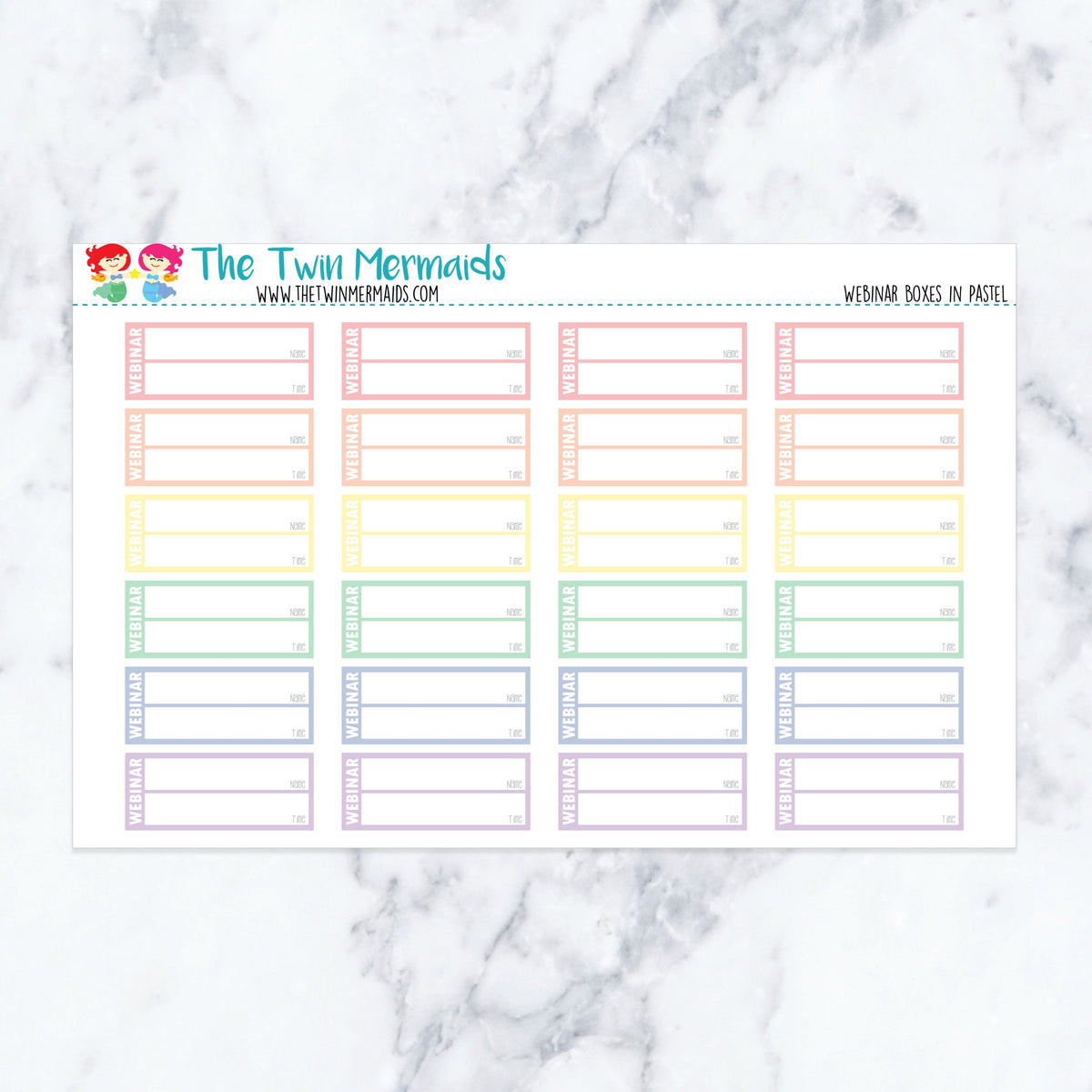 Webinar Boxes in Pastel planner stickers, pastel color scheme. Kiss-cut sticker sheet for planners, bullet journals, and scra