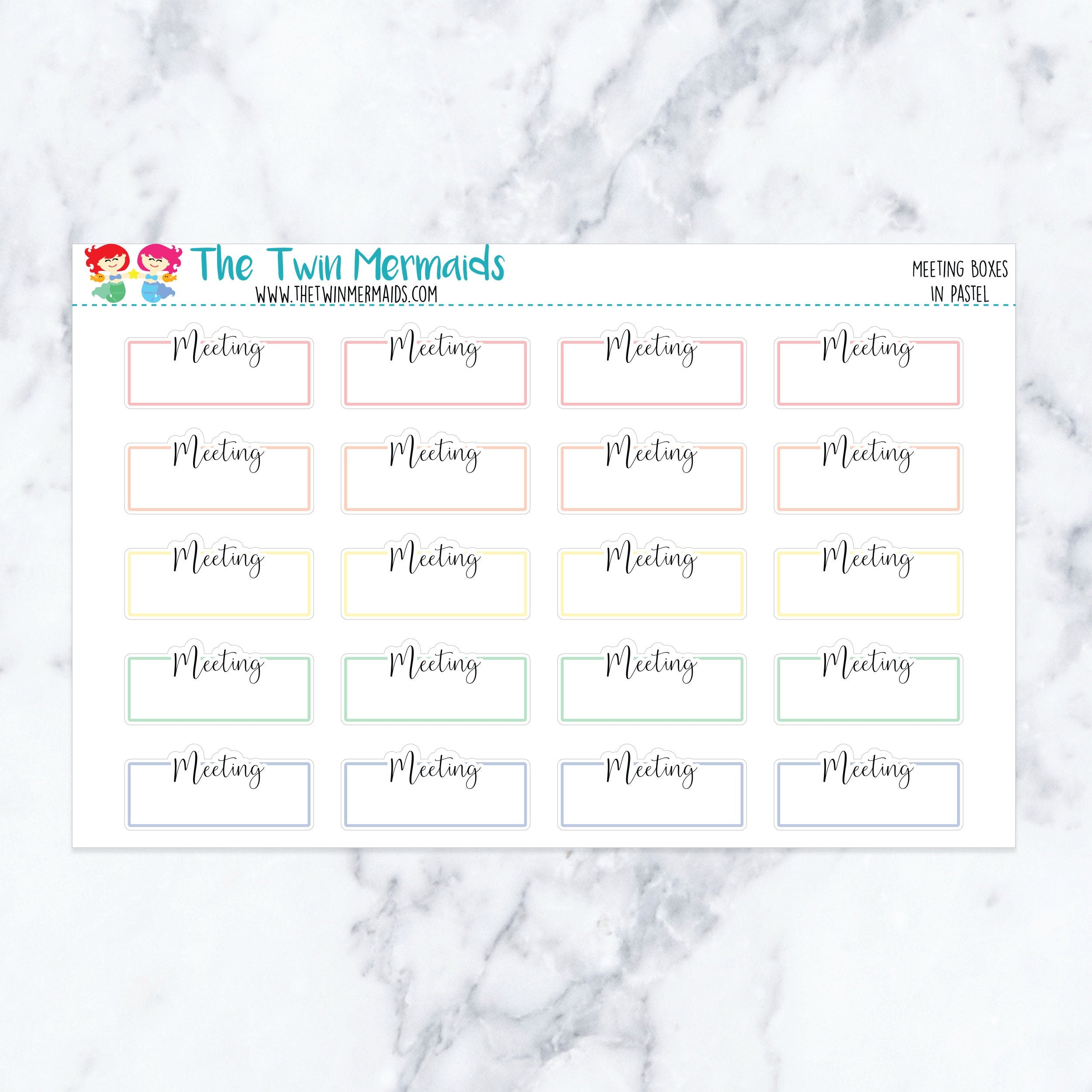 Meeting Boxes in Pastel Planner Stickers