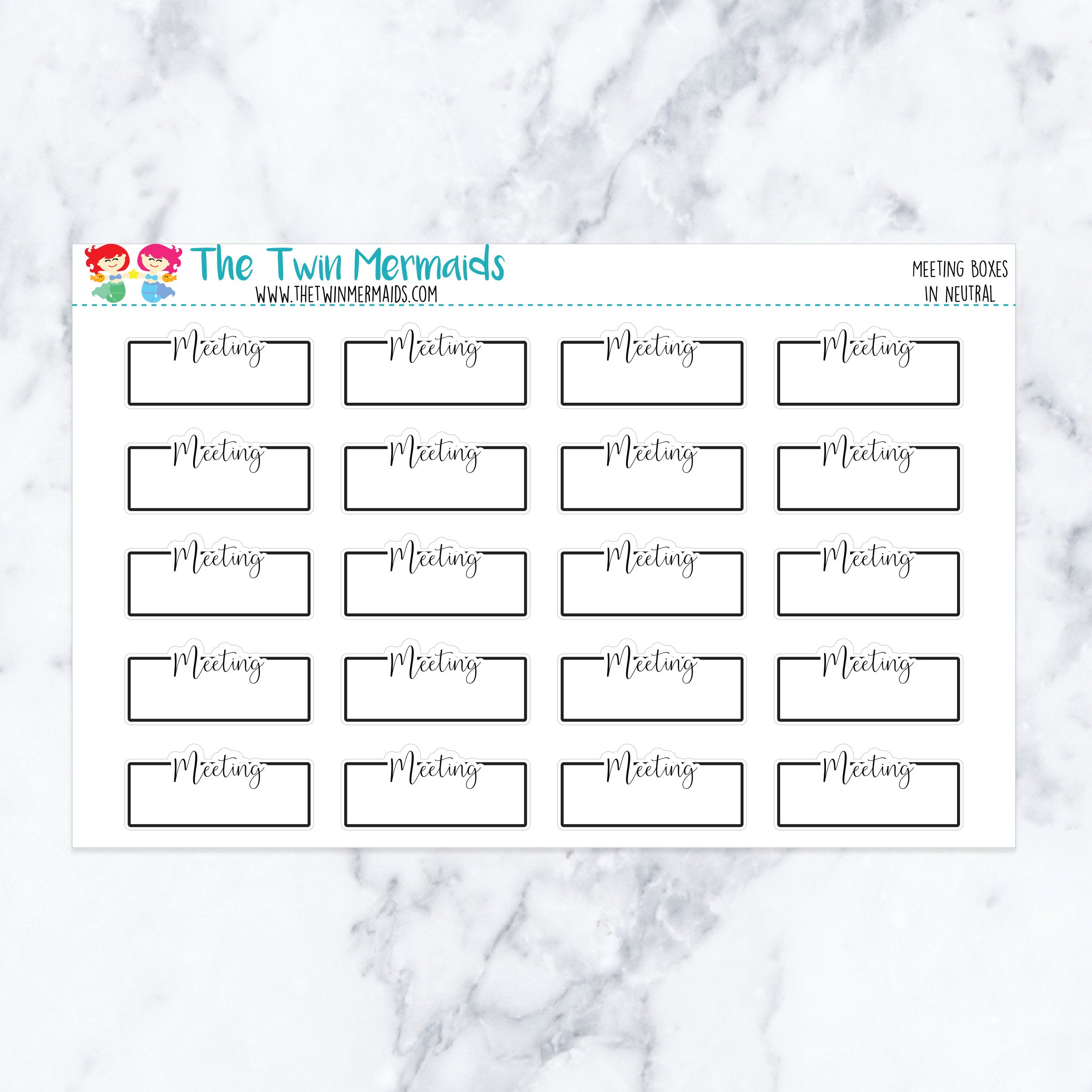 Meeting Boxes in Neutral Planner Stickers