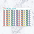 Pencil Bag in Pastel planner stickers, pastel color scheme. Kiss-cut sticker sheet for planners, bullet journals, and scrapbo