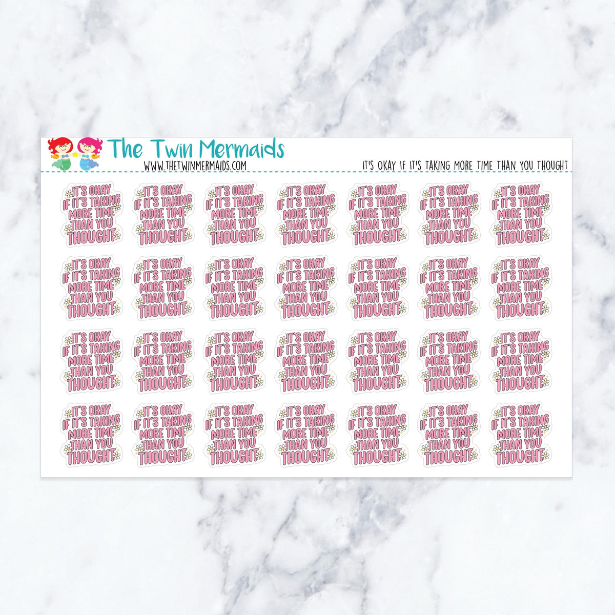 It's Okay If It's Taking More Time Than You Thought planner stickers. Kiss-cut sticker sheet for planners, bullet journals, a