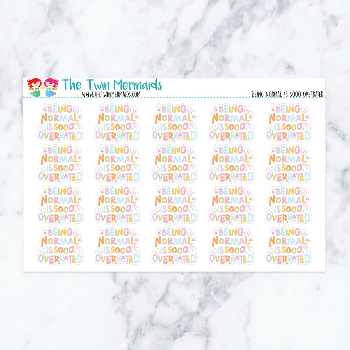 Being Normal Is Sooo Overrated planner stickers. Kiss-cut sticker sheet for planners, bullet journals, and scrapbooking.