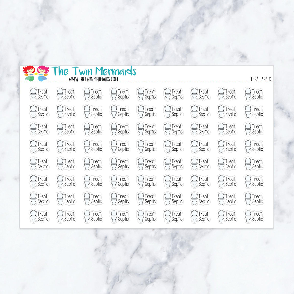 Treat Septic planner stickers. Kiss-cut sticker sheet for planners, bullet journals, and scrapbooking.