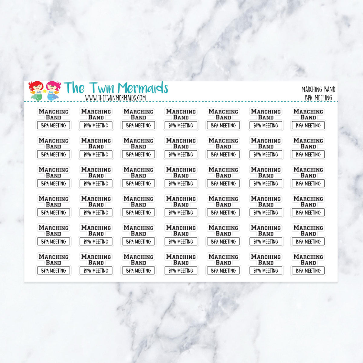 Marching Band BPA Meeting planner stickers. Kiss-cut sticker sheet for planners, bullet journals, and scrapbooking.